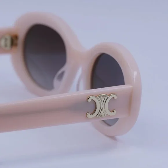 Celine CL40194U 74B Sunglasses Pink Oval Frame, Grey Lenses display picture 1